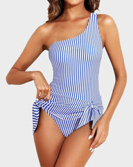 One Shoulder Skirted One Piece Swimsuit
