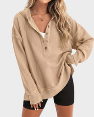 Oversized Collared Ribbed Sweatshirt