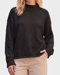 Oversized Mock Neck Long Sleeve Knit Sweater