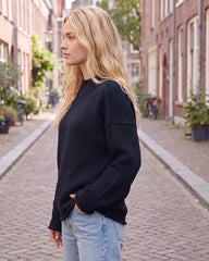 Oversized Mock Neck Long Sleeve Knit Sweater