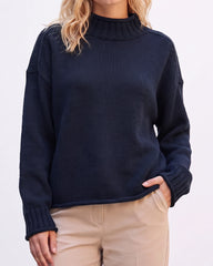Oversized Mock Neck Long Sleeve Knit Sweater