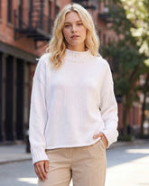 Oversized Mock Neck Long Sleeve Knit Sweater