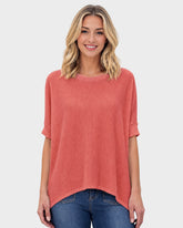 Oversized Ribbed Dolman Sleeve Top