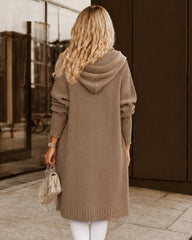 Oversized Hooded Longline Knit Cardigan with Pockets
