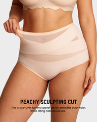 Plus-Size High-Waist Cross Tummy Control Panties (5 Pack)