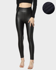 Plus Size High-Waist Fleece Lined Faux Leather Leggings