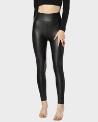 Plus Size High-Waist Fleece Lined Faux Leather Leggings