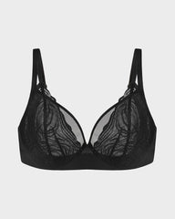 Plus Size Lace Mesh Full-Coverage Underwire Bra