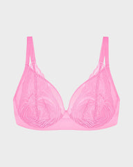 Plus Size Lace Mesh Full-Coverage Underwire Bra