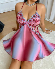 Plus Size Rainbow Ombre Sheer Babydoll Nightgown