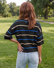 Relaxed Striped Crewneck Short-Sleeve Knit Pullover
