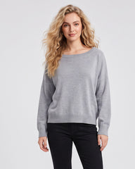 Relaxed Wide Scoop-Neck Drop-Shoulder Knit Sweater