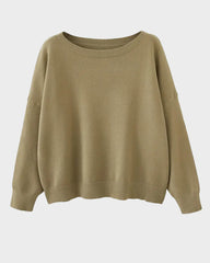 Relaxed Wide Scoop-Neck Drop-Shoulder Knit Sweater