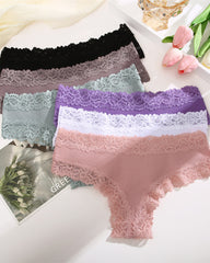 Ribbed Cotton Lace Mid-Rise Panty (9 pack)