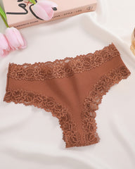 Ribbed Cotton Lace Mid-Rise Panty (9 pack)