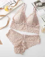 Romantic Lace Triangle Bra & Panty Lingerie Set(3 Pack)