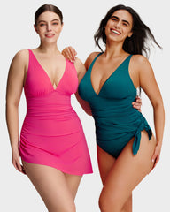 SculptSkin™ FlowFlair Side Tie Swim Dress