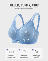 Seamless Lace Push-Up Bra with Side Smoothing & Lift Support