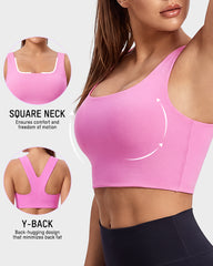 Seamless Square-Neck Longline Sports Bra with Y-Back