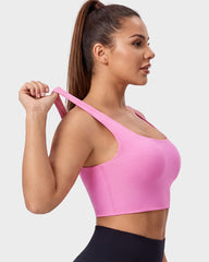 Seamless Square-Neck Longline Sports Bra with Y-Back