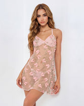 Seductive 3D Butterfly Embroidery Mesh Babydoll