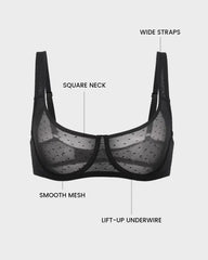 Sheer Unlined Dot-Mesh Balconette Bra