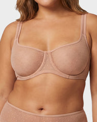 Sheer Unlined Dot-Mesh Balconette Bra