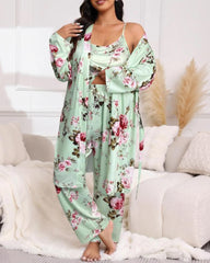 Soft & Silky 3-Piece Floral Pajama Set