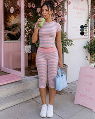 Striped Crop Top & Capri Leggings Set