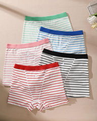 Striped Soft Breathable Boyshort Panties (5 Pack)