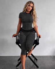 Striped Crop Top & Capri Leggings Set