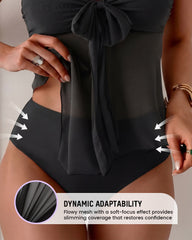Twist-Front Halter Tummy Control Tankini