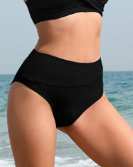 Twisted Front Color-Block High Waist Bikini Set