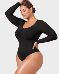 V-Neck Long-Sleeve Seamless Shaping Bodysuit