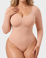 V-Neck Long-Sleeve Seamless Shaping Bodysuit