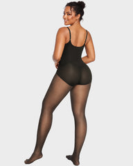 V-Neck Shaping Bodysuit with Fleece-Lined Tights
