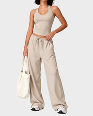 V-Neck Strappy-Back Top & Wide-Leg Pants Set