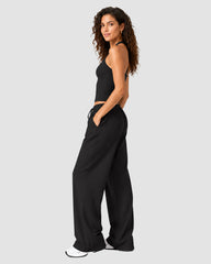 V-Neck Strappy-Back Top & Wide-Leg Pants Set