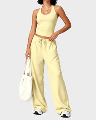 V-Neck Strappy-Back Top & Wide-Leg Pants Set