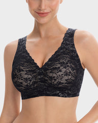 Wireless Lace Cami Bra with Built-In Cups & Seamless Minimizer Fit