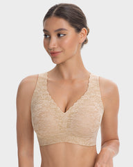 Wireless Lace Cami Bra with Built-In Cups & Seamless Minimizer Fit