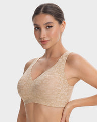Wireless Lace Cami Bra with Built-In Cups & Seamless Minimizer Fit