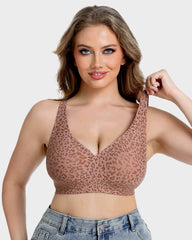 Wireless Leopard V-Neck Contour Bra