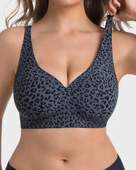 Wireless Leopard V-Neck Contour Bra