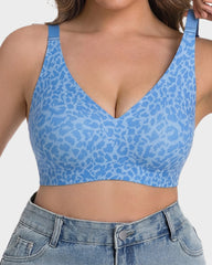 Wireless Leopard V-Neck Contour Bra