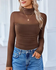 Women Long Sleeve Bodysuit Turtle Neck Shapewear