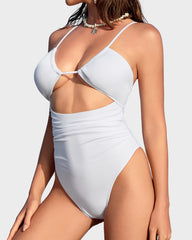 Women's One Piece Flattering Cheeky High Cut Out Cute Swimsuit