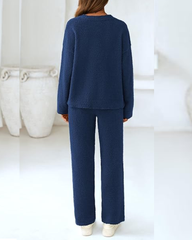 Soft Fuzzy V-Neck Loungewear Set