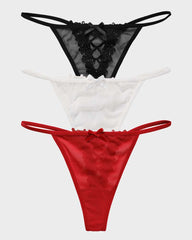 Lace-Trim Mesh V-String Panty