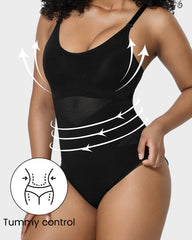 Seamless Criss-Cross Mesh Panel Sculpting Bodysuit